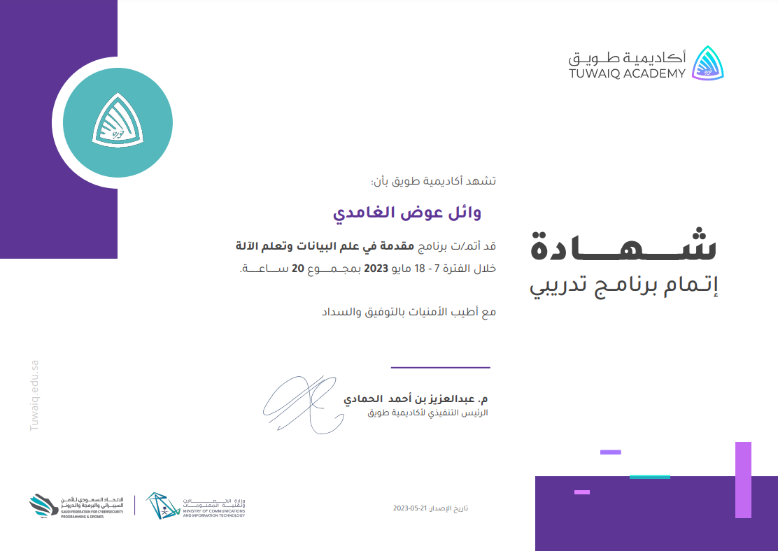 Machine Learning Certificate